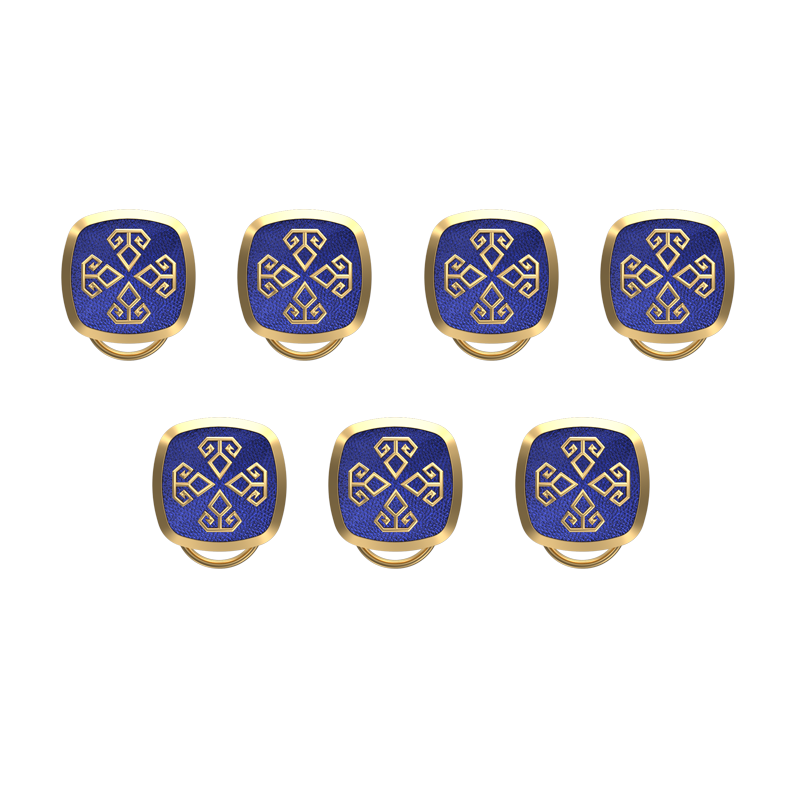 Power , Spiritual Button set with 18kt Gold & Black Ruthenium Plating on Brass.