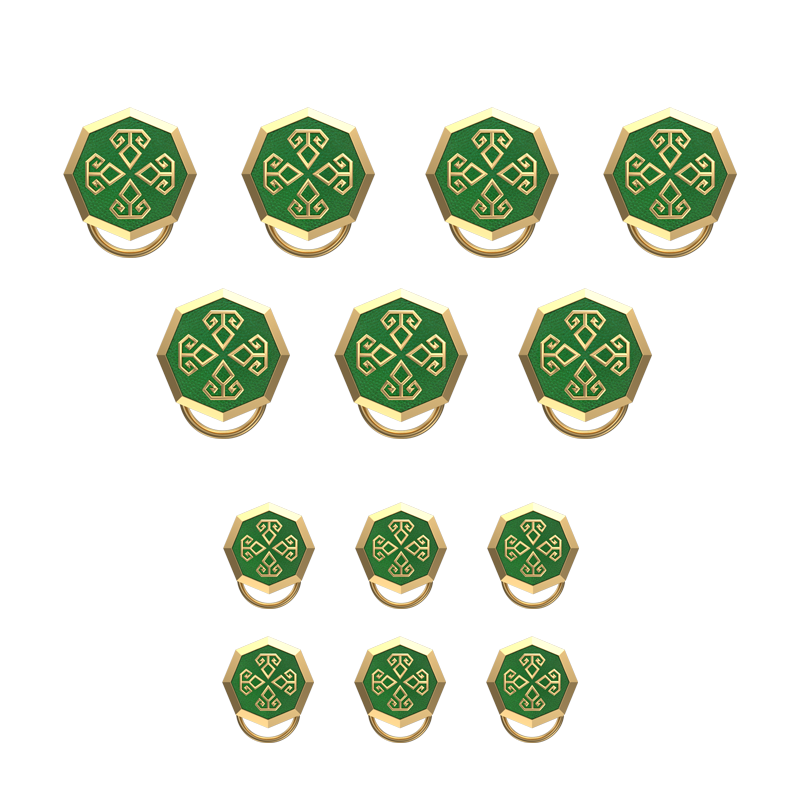Power , Spiritual Button set with 18kt Gold & Black Ruthenium Plating on Brass.