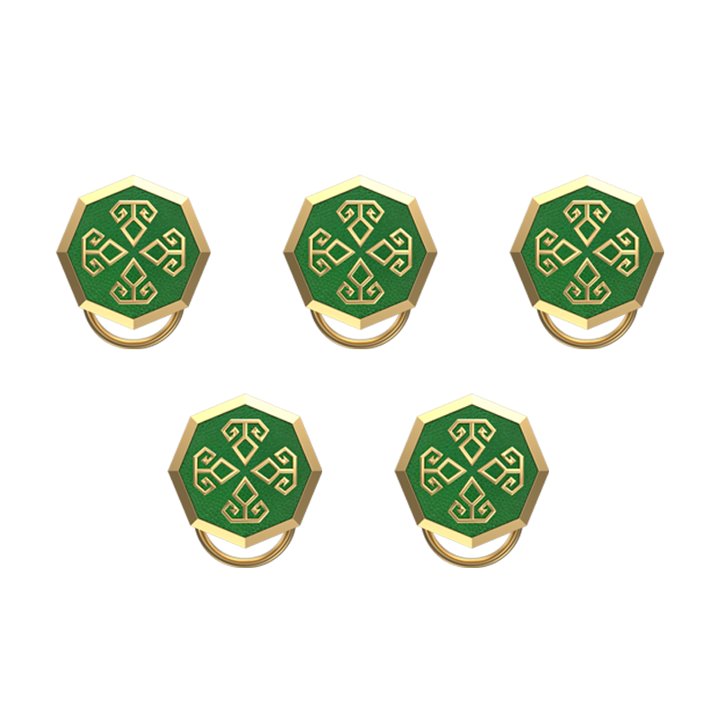 Power , Spiritual Button set with 18kt Gold & Black Ruthenium Plating on Brass.