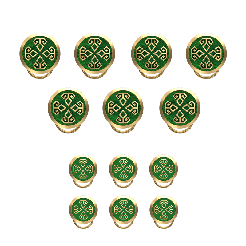Power , Spiritual Button set with 18kt Gold & Black Ruthenium Plating on Brass.