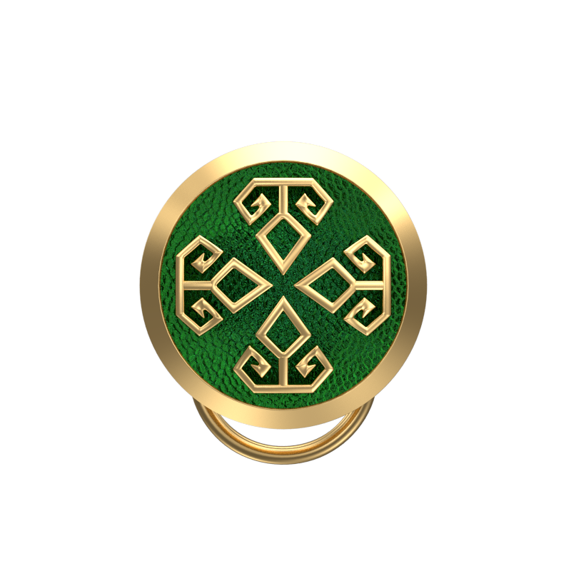 Power , Spiritual Button set with 18kt Gold & Black Ruthenium Plating on Brass.