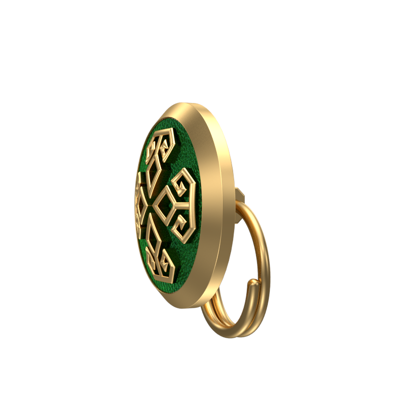 Power , Spiritual Button set with 18kt Gold & Black Ruthenium Plating on Brass.