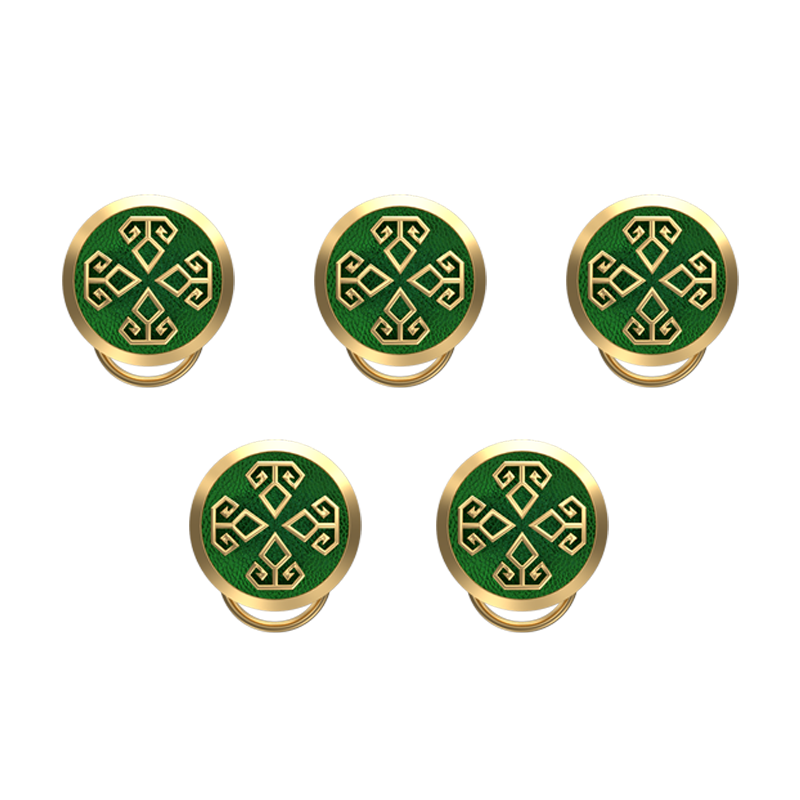 Power , Spiritual Button set with 18kt Gold & Black Ruthenium Plating on Brass.