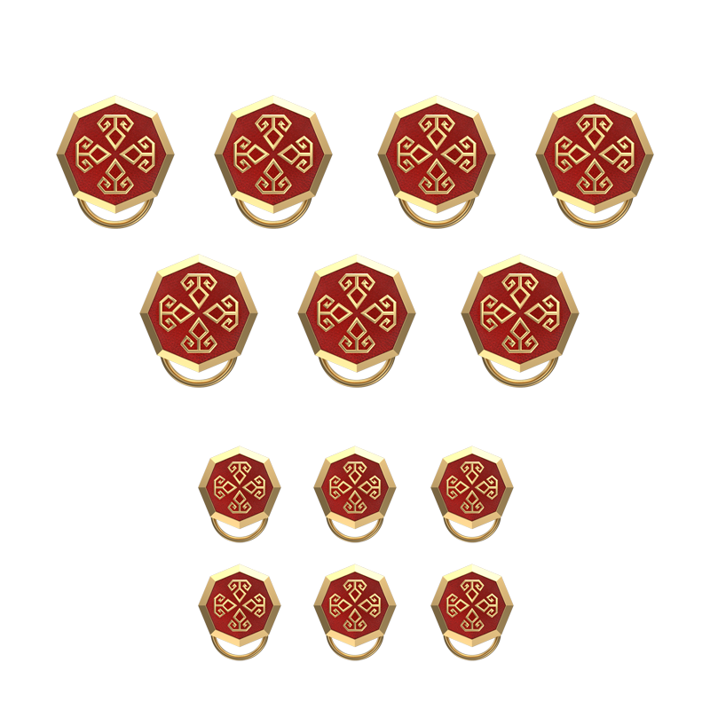 Power , Spiritual Button set with 18kt Gold & Black Ruthenium Plating on Brass.