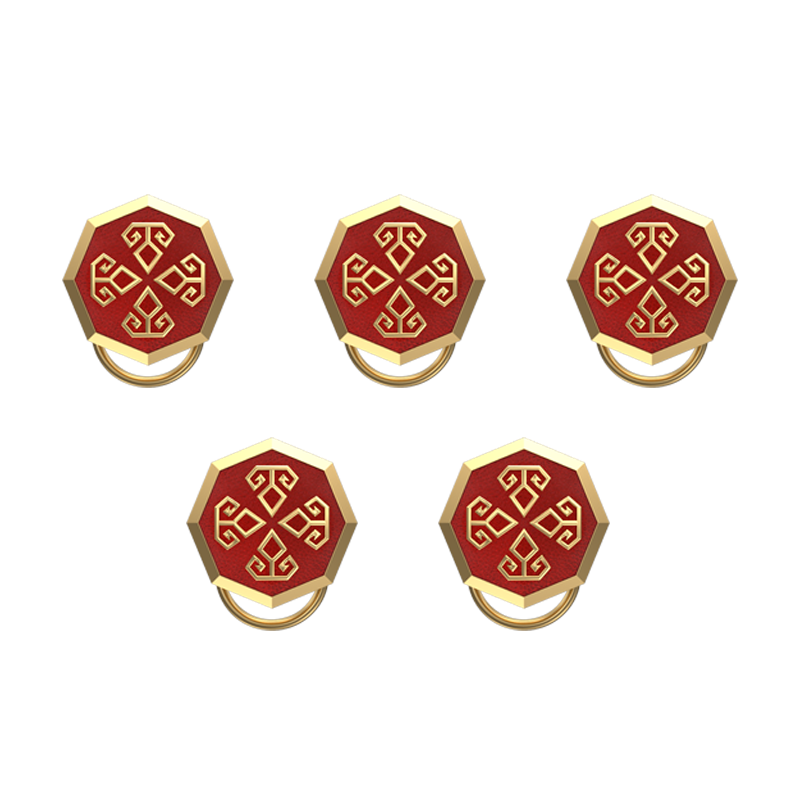 Power , Spiritual Button set with 18kt Gold & Black Ruthenium Plating on Brass.