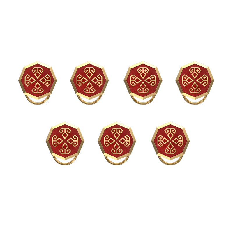 Power , Spiritual Button set with 18kt Gold & Black Ruthenium Plating on Brass.