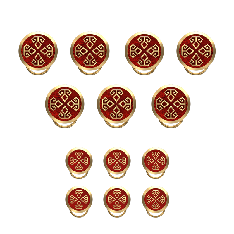 Power , Spiritual Button set with 18kt Gold & Black Ruthenium Plating on Brass.