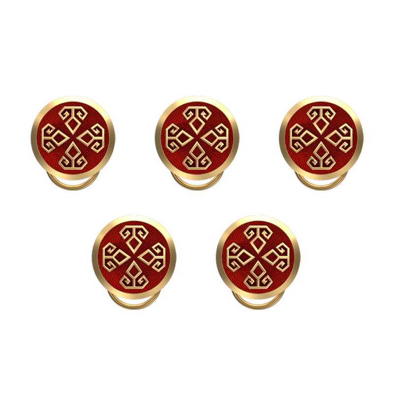 Power , Spiritual Button set with 18kt Gold & Black Ruthenium Plating on Brass.