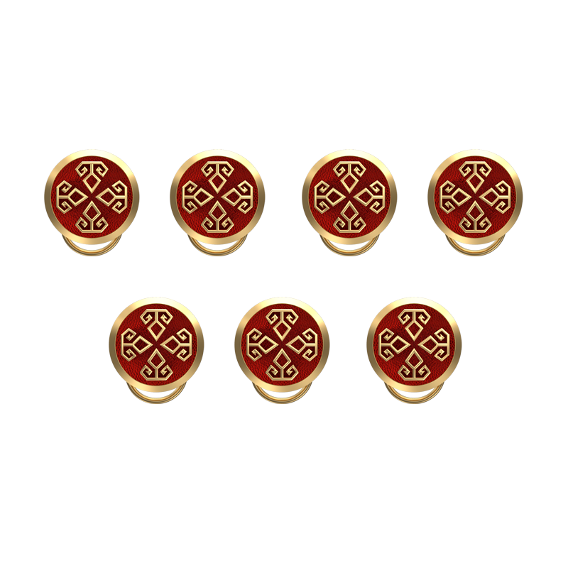 Power , Spiritual Button set with 18kt Gold & Black Ruthenium Plating on Brass.