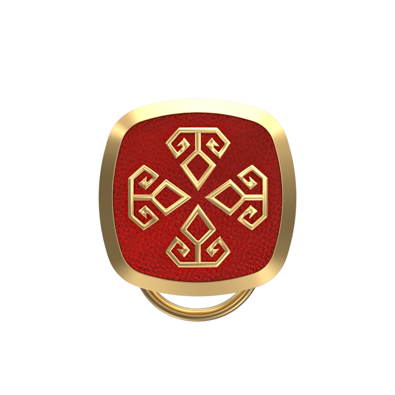 Power , Spiritual Button set with 18kt Gold & Black Ruthenium Plating on Brass.