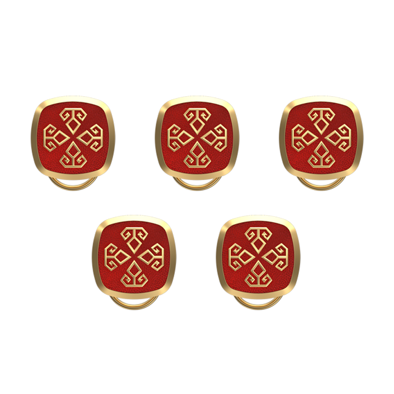Power , Spiritual Button set with 18kt Gold & Black Ruthenium Plating on Brass.