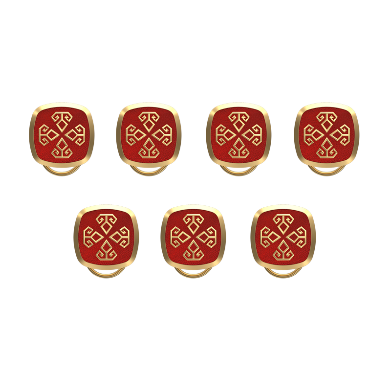 Power , Spiritual Button set with 18kt Gold & Black Ruthenium Plating on Brass.