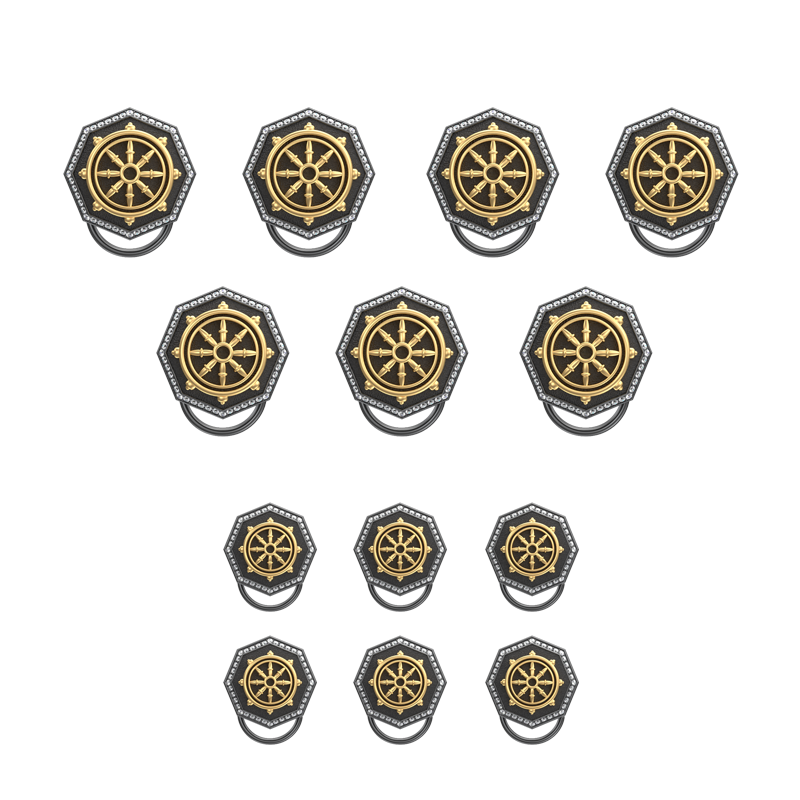 Dharma Luxe, Spiritual Button set with CZ Diamonds, 18kt Gold & Black Ruthenium Plating on Brass.