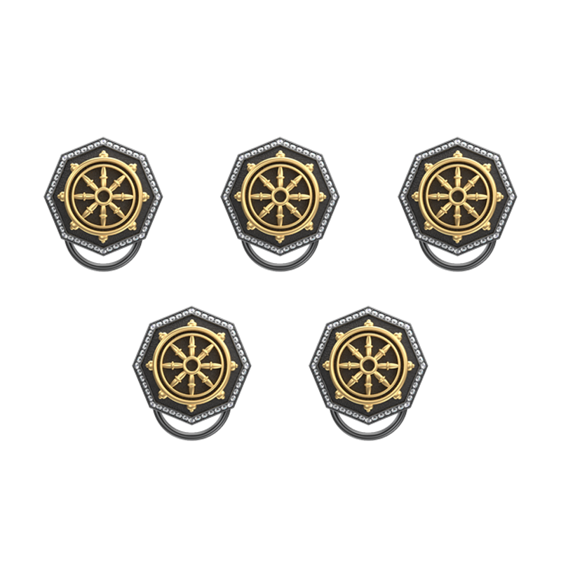 Dharma Luxe, Spiritual Button set with CZ Diamonds, 18kt Gold & Black Ruthenium Plating on Brass.