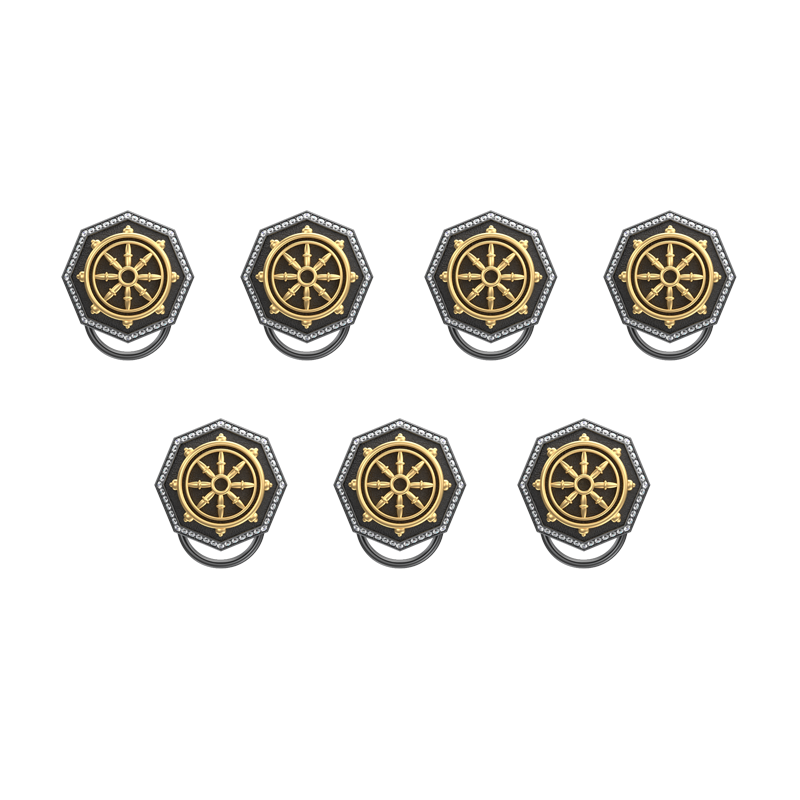 Dharma Luxe, Spiritual Button set with CZ Diamonds, 18kt Gold & Black Ruthenium Plating on Brass.