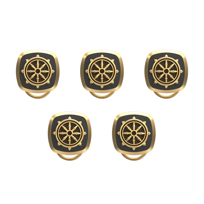 Dharma , Spiritual Button set with 18kt Gold & Black Ruthenium Plating on Brass.
