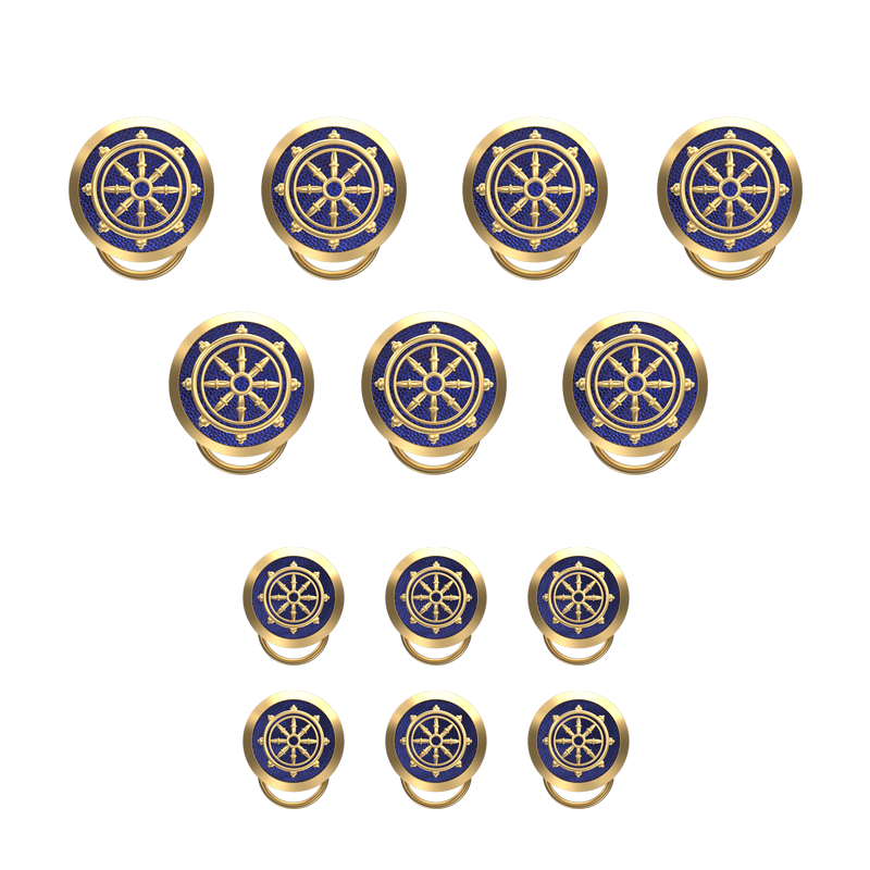 Dharma , Spiritual Button set with 18kt Gold & Black Ruthenium Plating on Brass.
