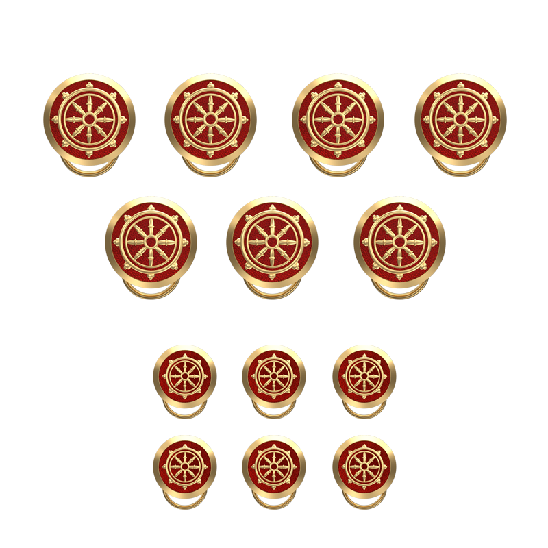 Dharma , Spiritual Button set with 18kt Gold & Black Ruthenium Plating on Brass.