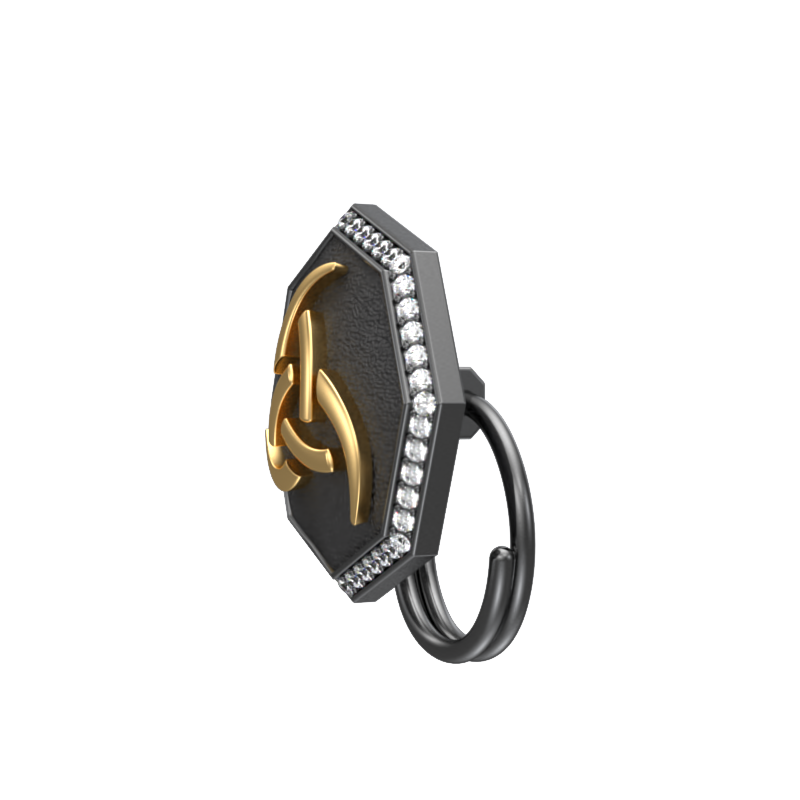 Odin Luxe, Spiritual Button set with CZ Diamonds, 18kt Gold & Black Ruthenium Plating on Brass.