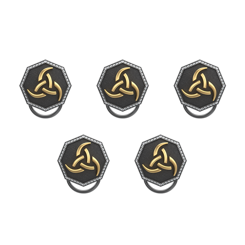 Odin Luxe, Spiritual Button set with CZ Diamonds, 18kt Gold & Black Ruthenium Plating on Brass.