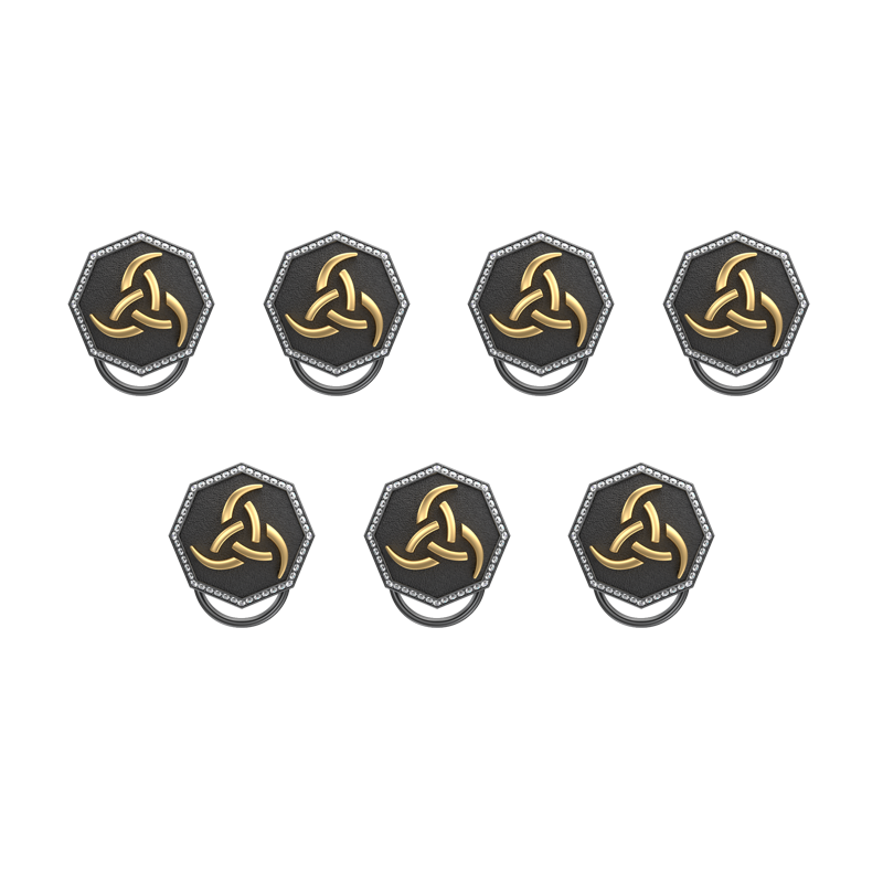 Odin Luxe, Spiritual Button set with CZ Diamonds, 18kt Gold & Black Ruthenium Plating on Brass.