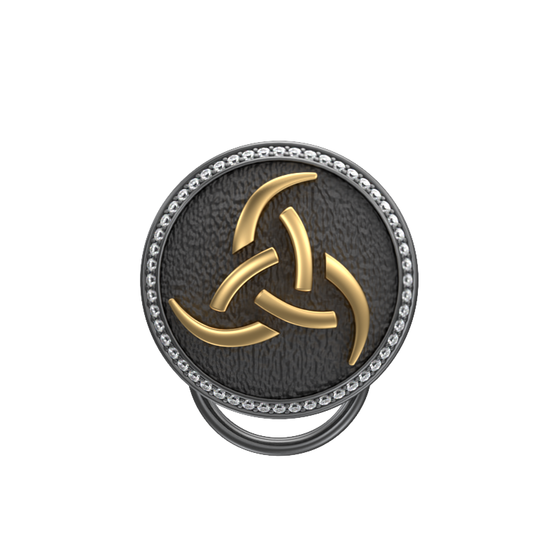 Odin Luxe, Spiritual Button set with CZ Diamonds, 18kt Gold & Black Ruthenium Plating on Brass.