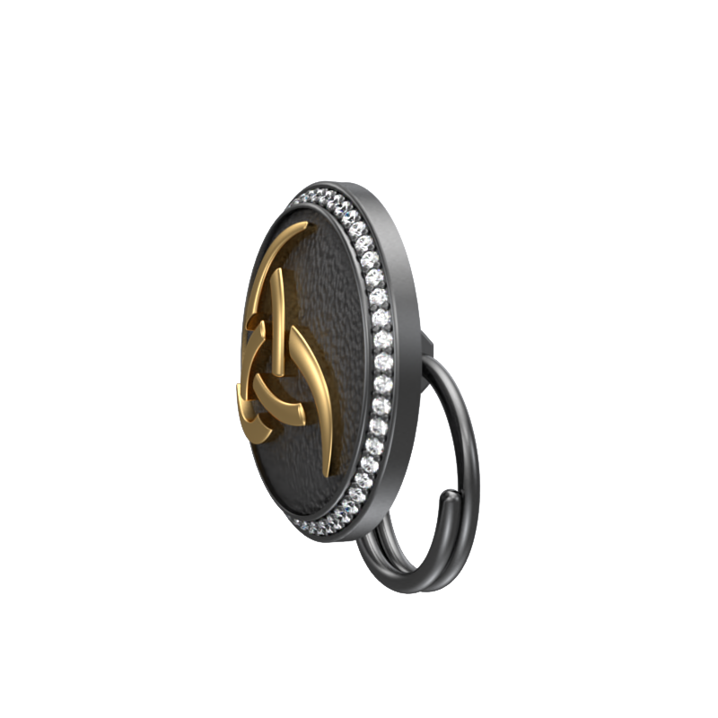 Odin Luxe, Spiritual Button set with CZ Diamonds, 18kt Gold & Black Ruthenium Plating on Brass.