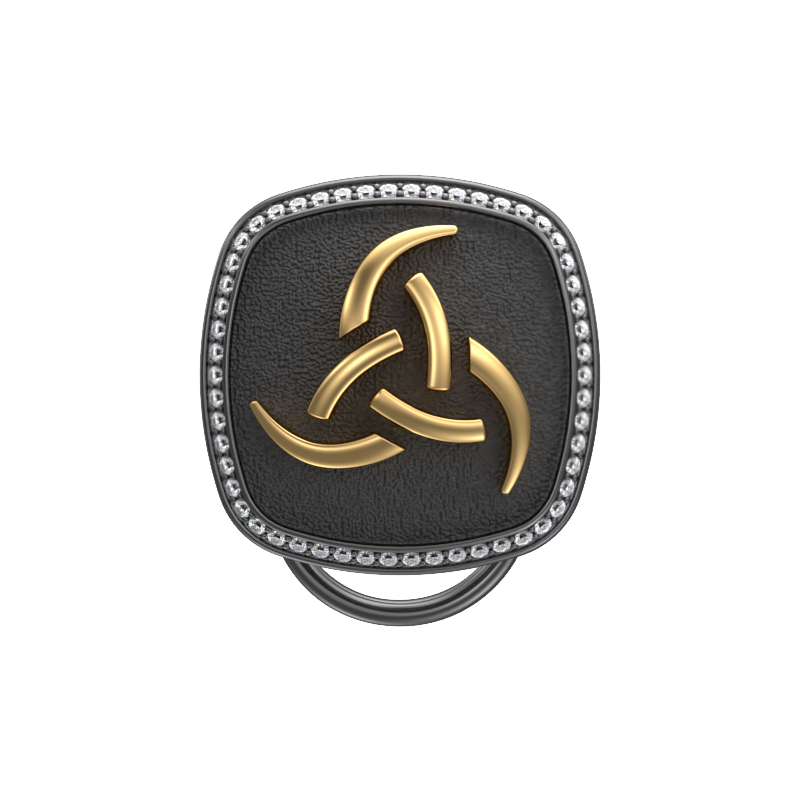 Odin Luxe, Spiritual Button set with CZ Diamonds, 18kt Gold & Black Ruthenium Plating on Brass.