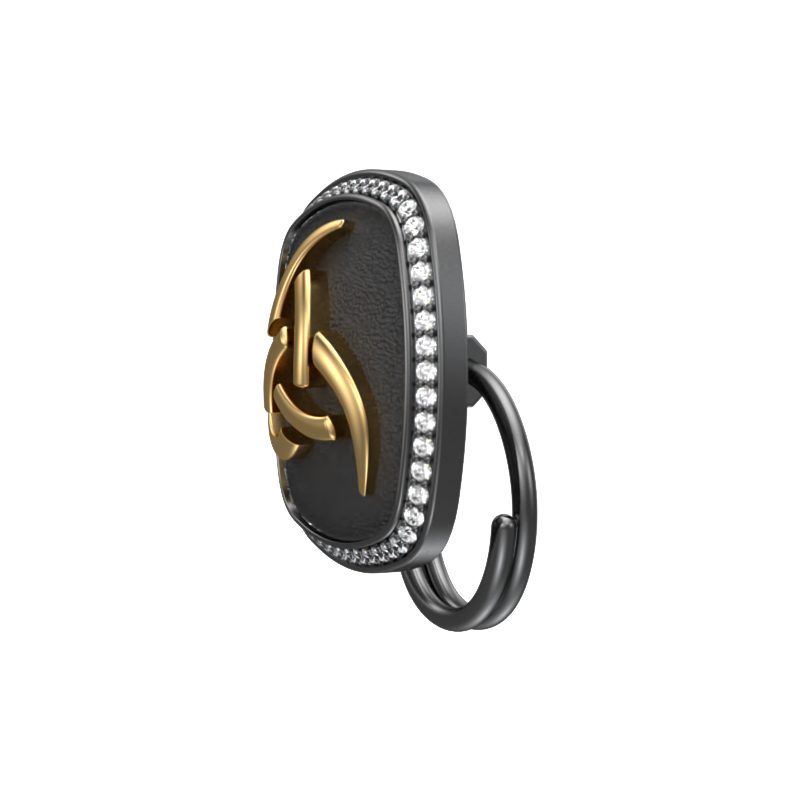 Odin Luxe, Spiritual Button set with CZ Diamonds, 18kt Gold & Black Ruthenium Plating on Brass.