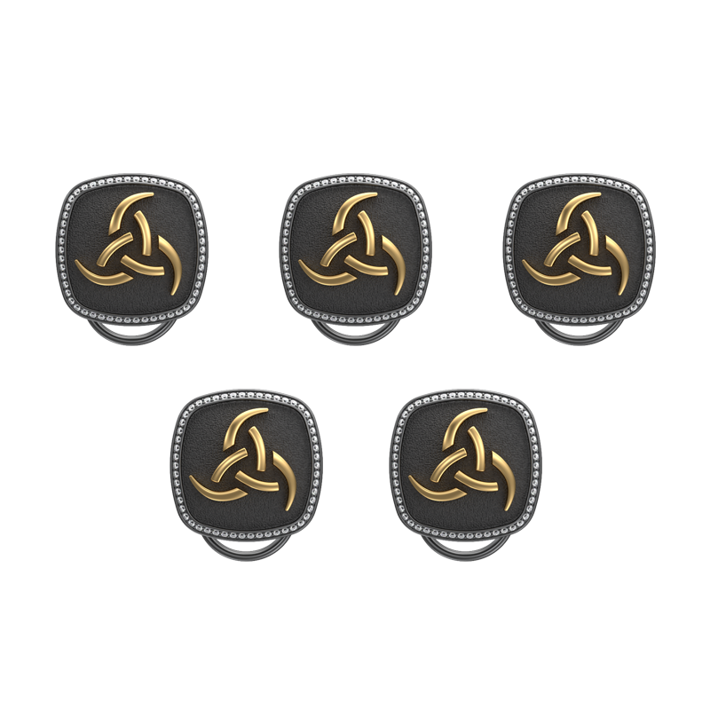 Odin Luxe, Spiritual Button set with CZ Diamonds, 18kt Gold & Black Ruthenium Plating on Brass.