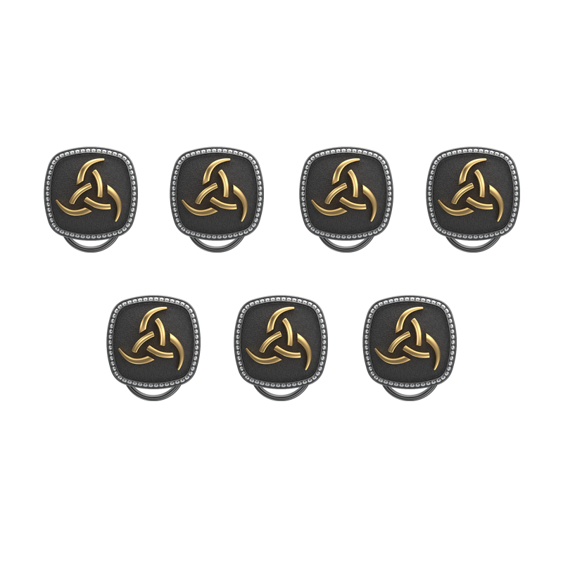 Odin Luxe, Spiritual Button set with CZ Diamonds, 18kt Gold & Black Ruthenium Plating on Brass.
