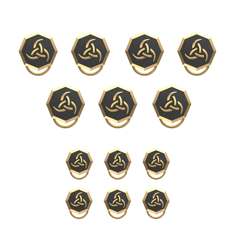 Odin , Spiritual Button set with 18kt Gold & Black Ruthenium Plating on Brass.