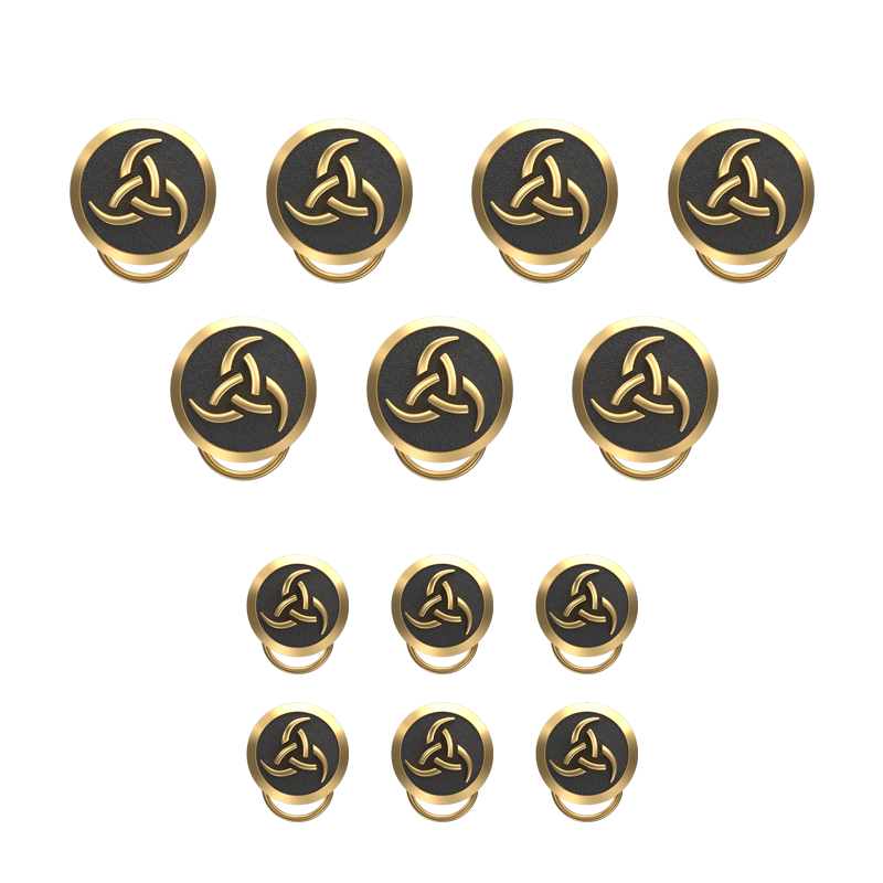 Odin , Spiritual Button set with 18kt Gold & Black Ruthenium Plating on Brass.