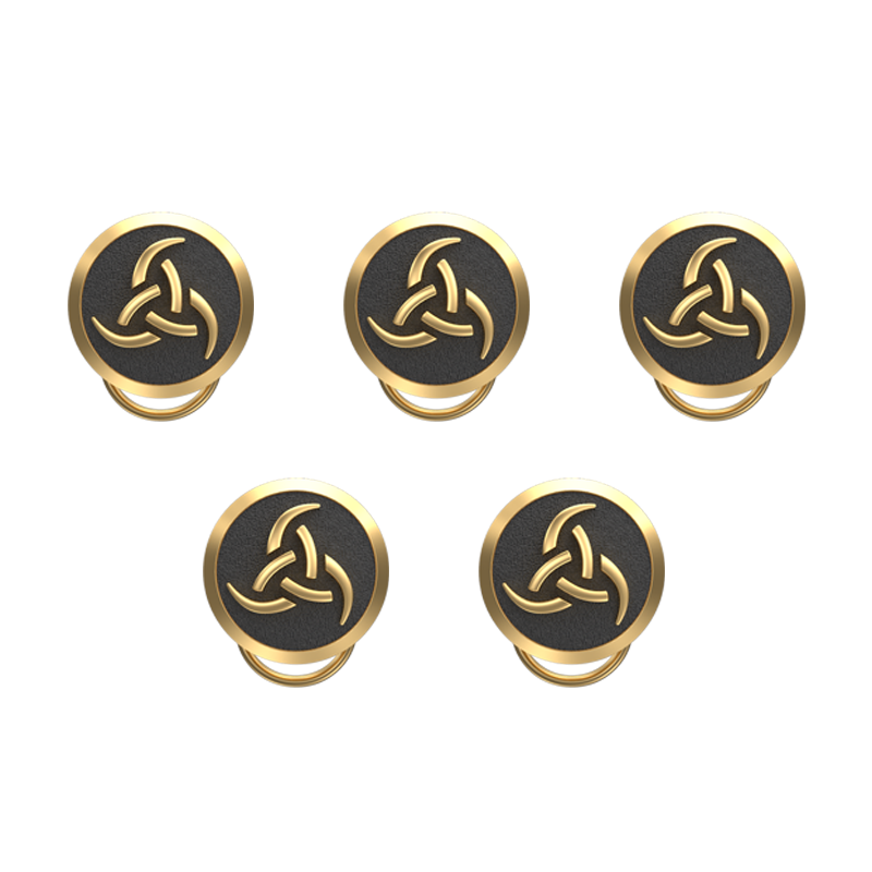 Odin , Spiritual Button set with 18kt Gold & Black Ruthenium Plating on Brass.