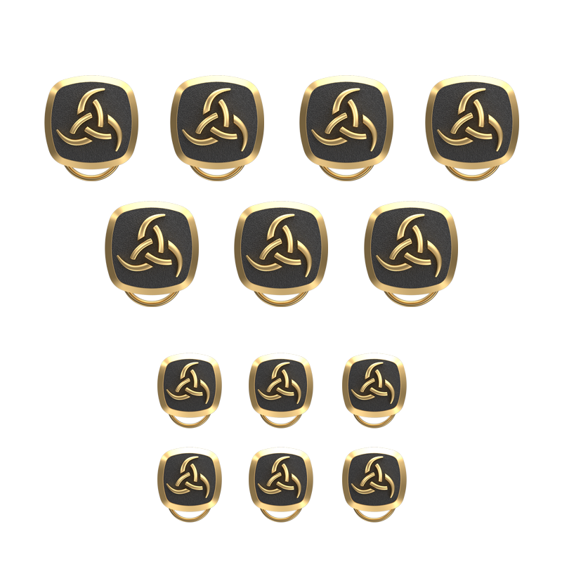Odin , Spiritual Button set with 18kt Gold & Black Ruthenium Plating on Brass.