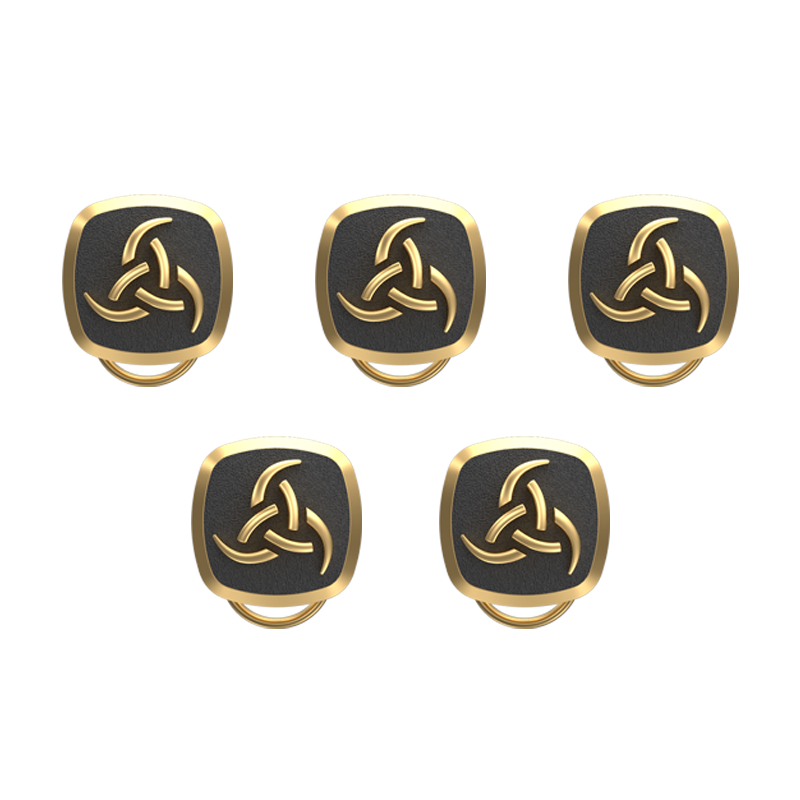 Odin , Spiritual Button set with 18kt Gold & Black Ruthenium Plating on Brass.