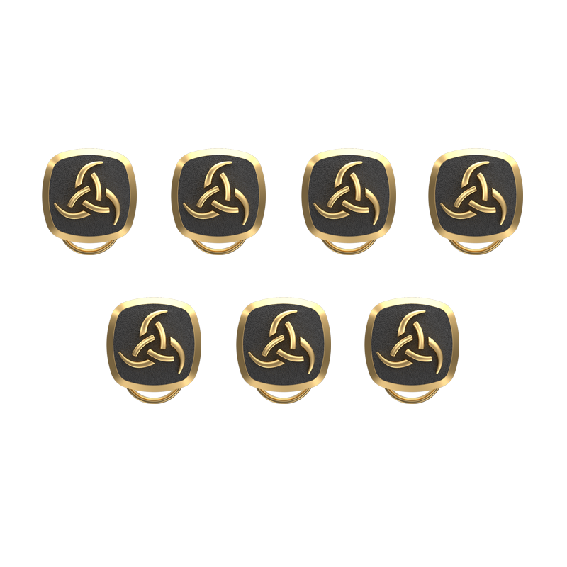 Odin , Spiritual Button set with 18kt Gold & Black Ruthenium Plating on Brass.