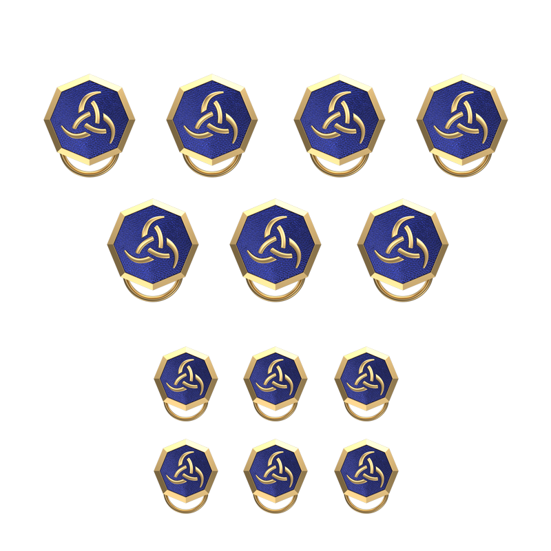 Odin , Spiritual Button set with 18kt Gold & Black Ruthenium Plating on Brass.