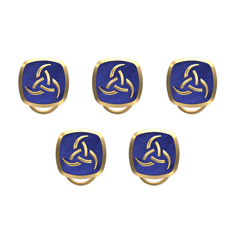 Odin , Spiritual Button set with 18kt Gold & Black Ruthenium Plating on Brass.