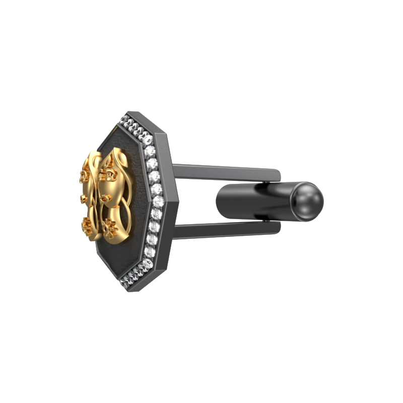 Gemini Zodiac Luxe, Constellation Cufflink Set with CZ Diamonds, 18kt Gold & Black Ruthenium Plating on Brass