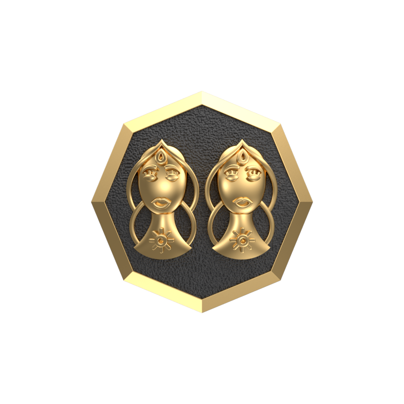 Gemini Zodiac , Constellation Cufflink Set with 18kt Gold & Black Ruthenium Plating on Brass.