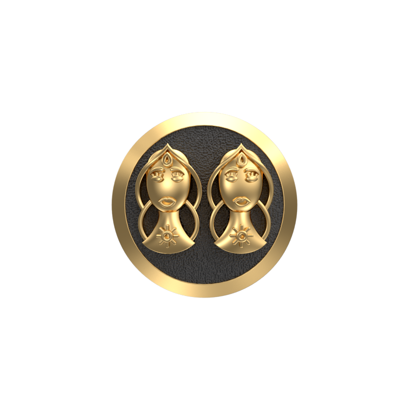 Gemini Zodiac , Constellation Cufflink Set with 18kt Gold & Black Ruthenium Plating on Brass.