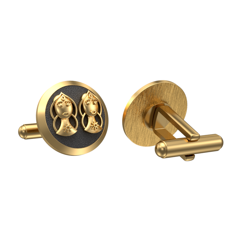 Gemini Zodiac , Constellation Cufflink Set with 18kt Gold & Black Ruthenium Plating on Brass.