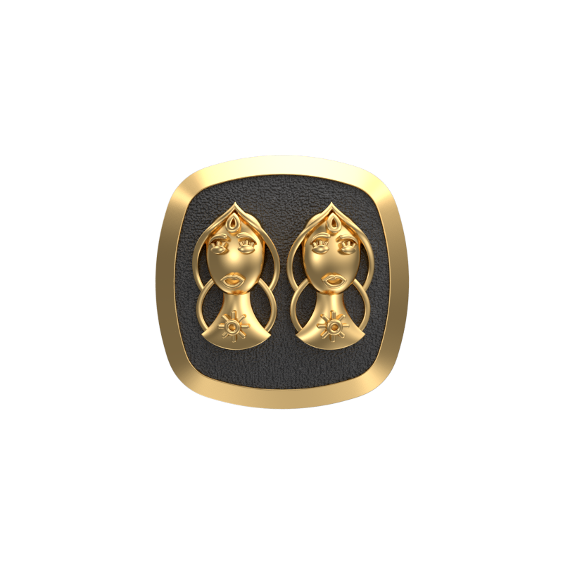 Gemini Zodiac , Constellation Cufflink Set with 18kt Gold & Black Ruthenium Plating on Brass.
