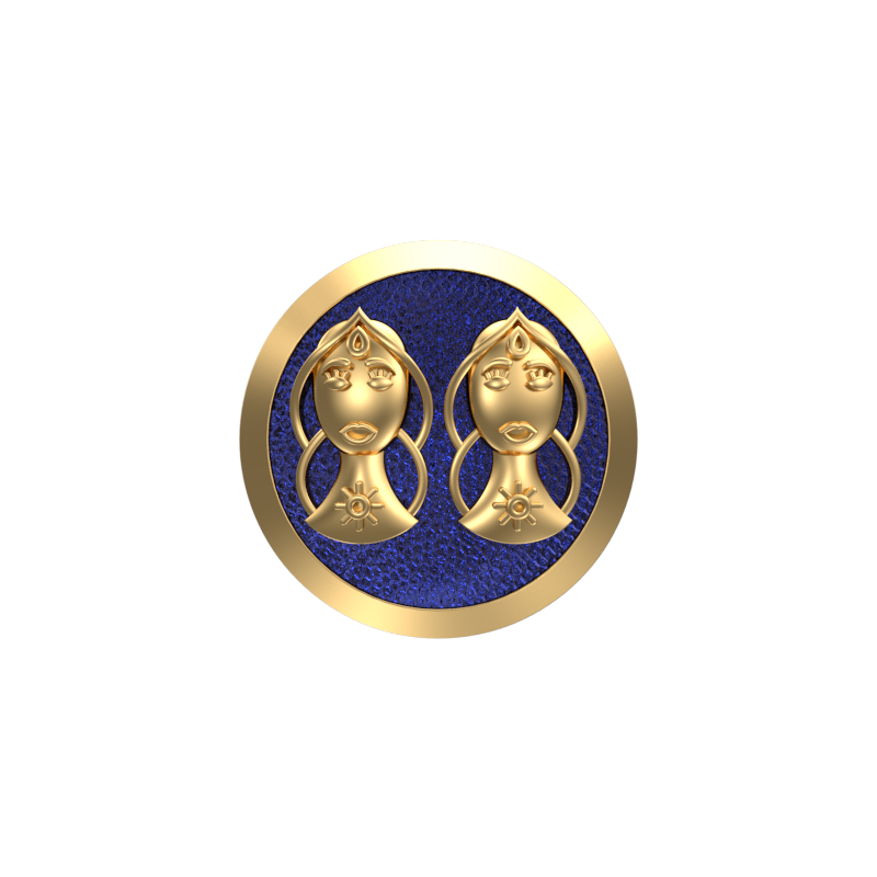 Gemini Zodiac , Constellation Cufflink Set with 18kt Gold & Black Ruthenium Plating on Brass.