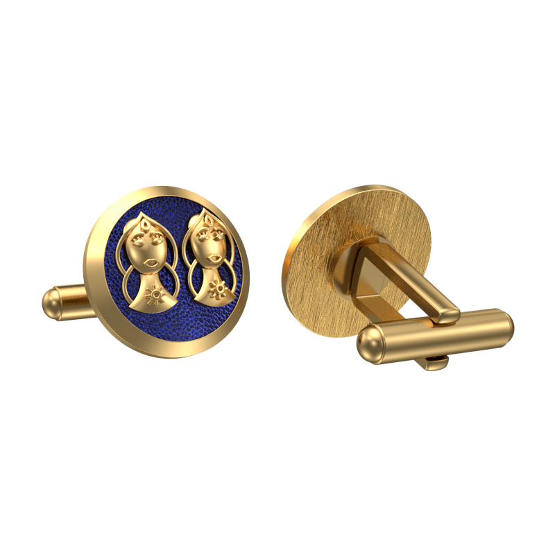 Gemini Zodiac , Constellation Cufflink Set with 18kt Gold & Black Ruthenium Plating on Brass.