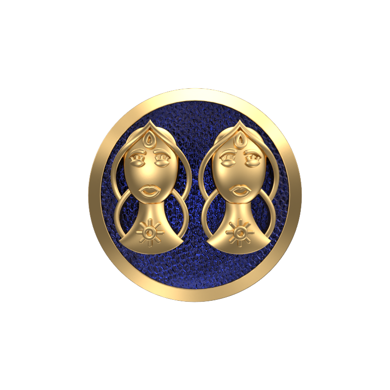 Gemini Zodiac , Constellation Cufflink Set with 18kt Gold & Black Ruthenium Plating on Brass.