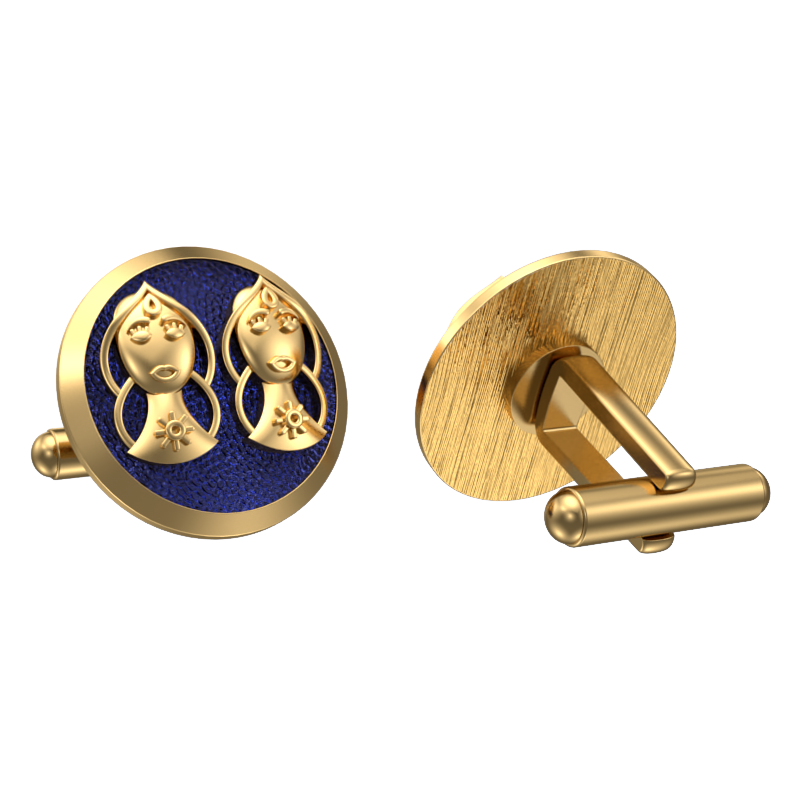 Gemini Zodiac , Constellation Cufflink Set with 18kt Gold & Black Ruthenium Plating on Brass.