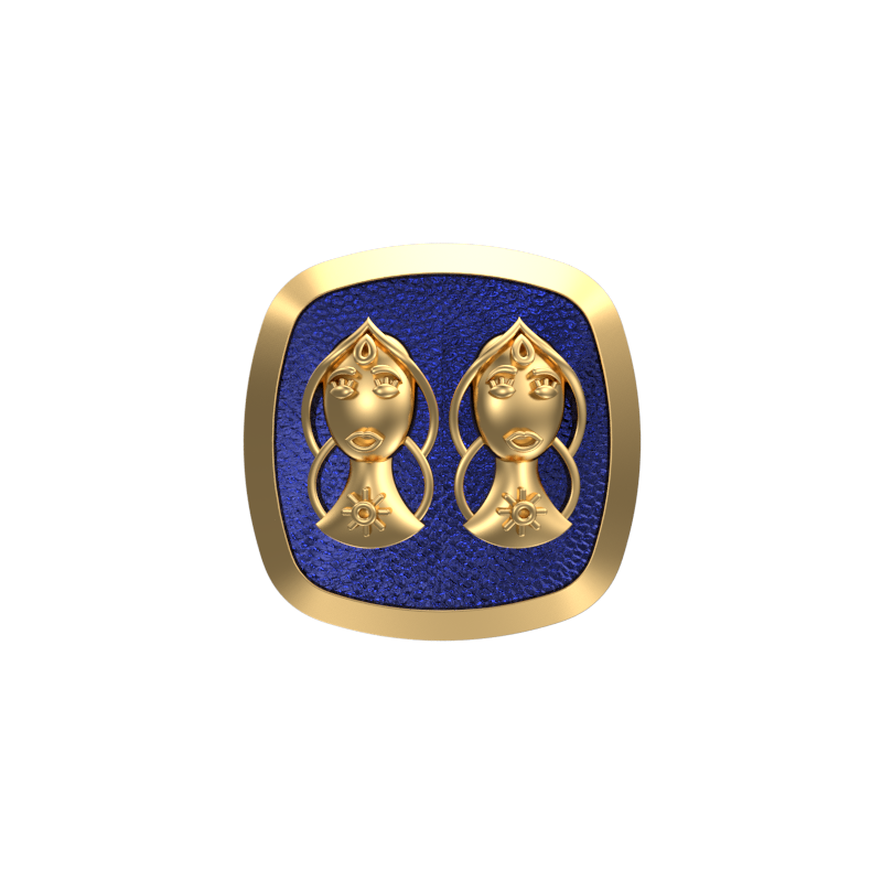 Gemini Zodiac , Constellation Cufflink Set with 18kt Gold & Black Ruthenium Plating on Brass.
