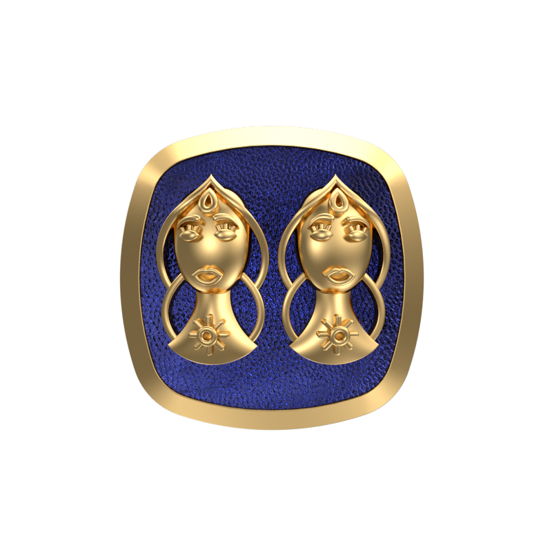 Gemini Zodiac , Constellation Cufflink Set with 18kt Gold & Black Ruthenium Plating on Brass.